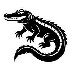 Alligator Black silhouette vector illustration Isolated on a white background