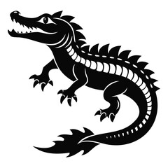 Alligator Black silhouette vector illustration Isolated on a white background
