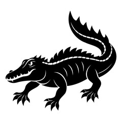 Alligator Black silhouette vector illustration Isolated on a white background