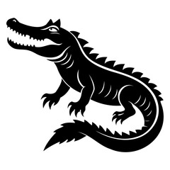 Alligator Black silhouette vector illustration Isolated on a white background