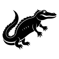 Alligator Black silhouette vector illustration Isolated on a white background