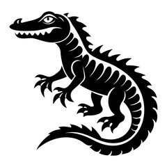Obraz premium Alligator Black silhouette vector illustration Isolated on a white background
