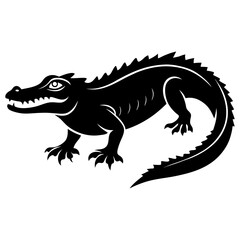 Alligator Black silhouette vector illustration Isolated on a white background
