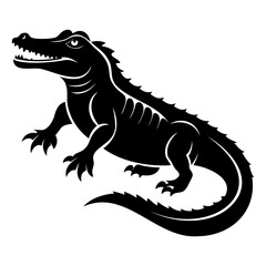 Obraz premium Alligator Black silhouette vector illustration Isolated on a white background