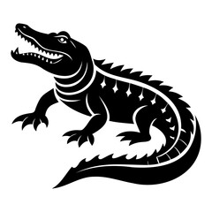Alligator Black silhouette vector illustration Isolated on a white background