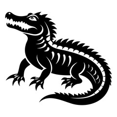 Alligator Black silhouette vector illustration Isolated on a white background