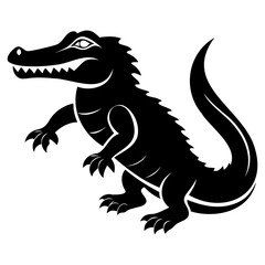 Alligator Black silhouette vector illustration Isolated on a white background