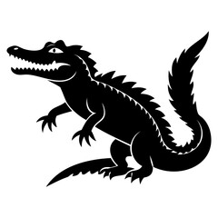 Alligator Black silhouette vector illustration Isolated on a white background