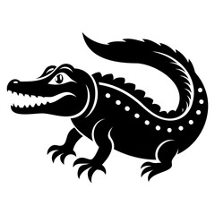 Alligator Black silhouette vector illustration Isolated on a white background