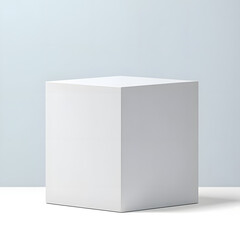 Naklejka premium White cube podium platform isolated on png 3d geometric background of blank box product stage stand minimal display empty rectangle pedestal block object perspective mockup presentation show concept.