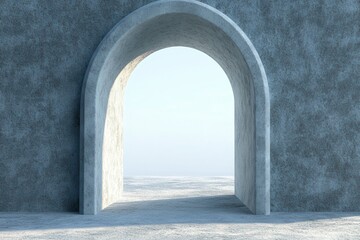 A large archway with a view of the ocean