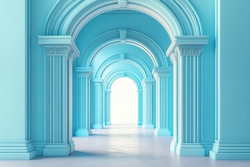 Obraz premium A blue archway with white pillars