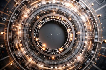 Obraz premium Digital abstract neon ring web network