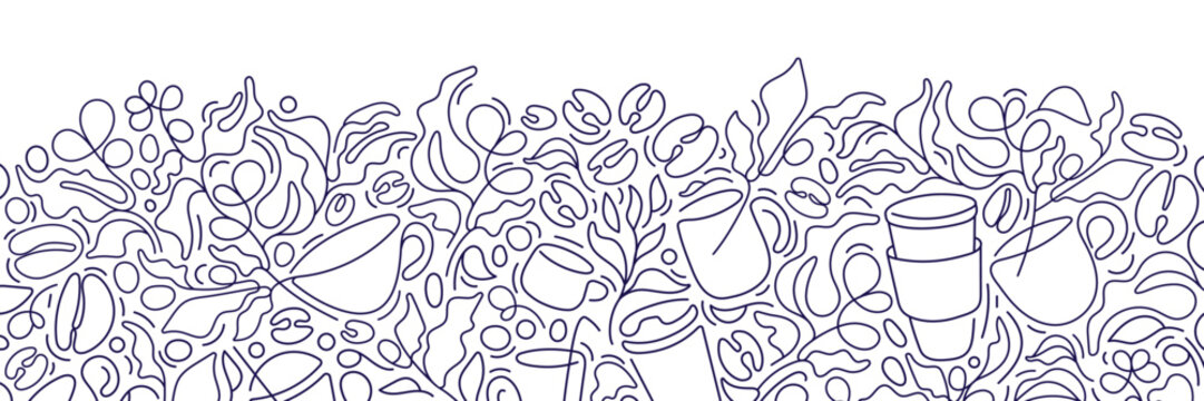 Coffee line design. Abstract sign of cups, glass