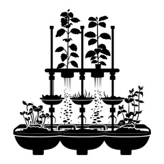 vector silhouette of a Aquaponics