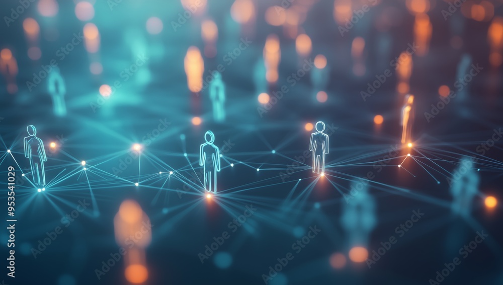 Aufkleber connecting people in a digital network embracing the future of business. the landscape of modern com