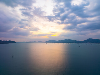 Sunset sky, Nature beautiful Light Sunset or sunrise over sea, Colorful dramatic majestic scenery sky,Amazing clouds and waves in sunset sky nature light cloud background
