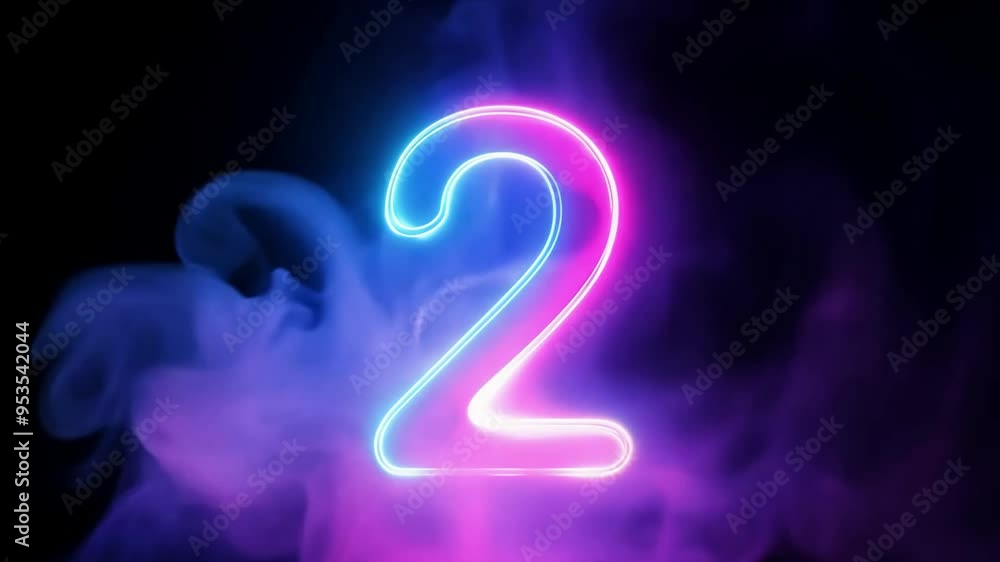 Poster neon light character 2 glowing in vibrant colors with smoky backdrop generative ai