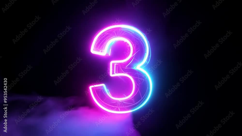 Poster vibrant neon light character three illuminated in dark atmosphere generative ai