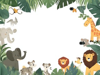 Naklejka premium Jungle themed invitation template