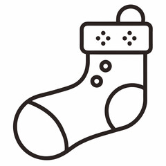 Line art of a Christmas sock icon