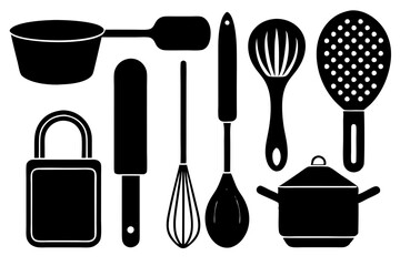 Set of kitchen utensils vector illustration 
