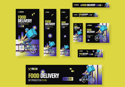 Food Delivery Web Banner Ads Template