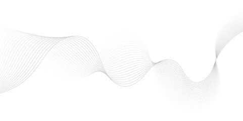 Abstract grey, white smooth element swoosh speed wave modern stream background. Wave with lines created using blend tool. Abstract frequency sound wave lines and twisted curve lines background.	