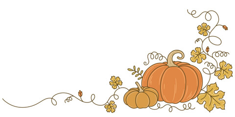pumpkin with leaves vector illustration