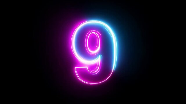 Bright Neon Light Character Depicting the Number Nine in Vibrant Hues Generative AI