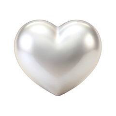 White pearl heart shape isolated on transparent background