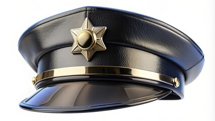 Police hat isolated on white background, realistic rendering, police, hat, uniform, cop, officer