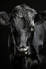 portrait studio photograph of cattle black and white