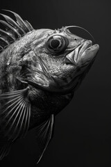 Obraz premium portrait studio photograph of bony fish black and white
