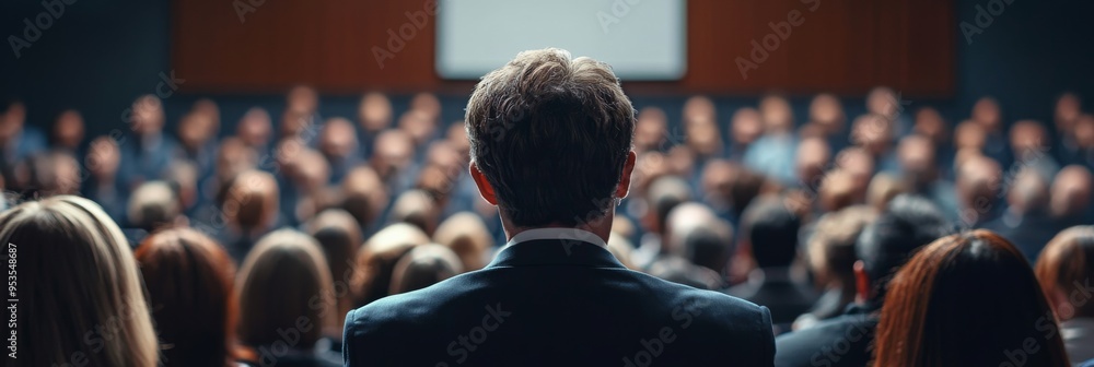 Poster the event audience at a corporate business conference exploring engaging perspectives for better col