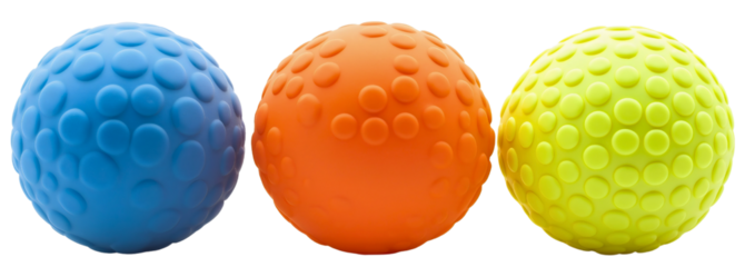 Isolated dog with a ball, a toy object, made of rubber, for a pet to play and chew, featuring an animal accessory, on a white background, with a puppy having fun