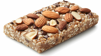 Crunchy Almond and Chocolate Granola Bar Closeup