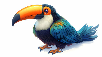 Fototapeta premium Colorful Toucan Bird with Large Beak Isolated on White Background
