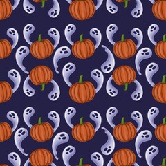 Halloween Haunt: Ghost and Pumpkin Pattern
