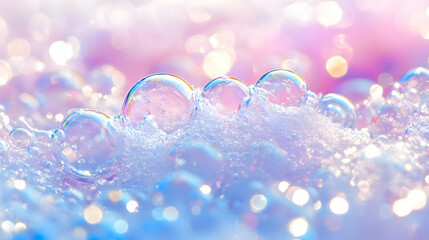 Abstract Macro Photography of Bubbles with Iridescent Colors