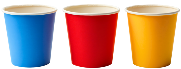 Paper cup for coffee in a disposable mug, isolated cardboard, perfect for takeaway or mockup, a blank white design for a hot drink or beverage container in a cafe, transparent background