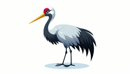 Obraz premium Crane bird against white background 