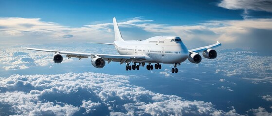 Obraz premium A commercial airplane navigating through turbulent skies