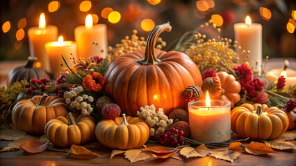 pumpkins and candles