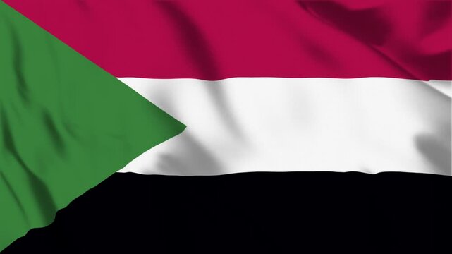 Sudan flag seamless loop animation. The National flag of Sudan is 3d waving