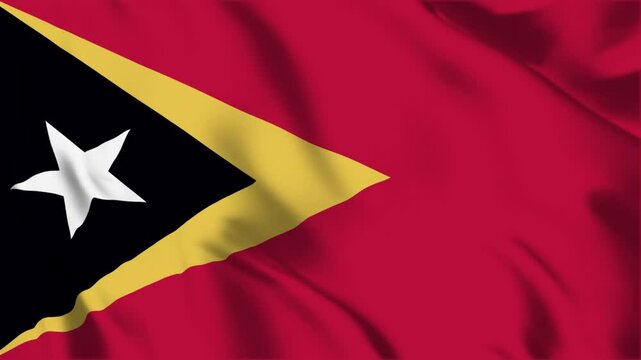 Timor Leste flag seamless loop animation. The National flag of Timor Leste is 3d waving