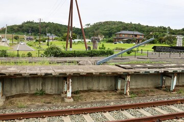 September 1, 2024, Higashimatsushima, Miyagi Prefecture, Japan.View of the remains of Nobiru Station (earthquake ruins).