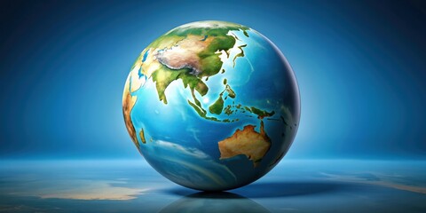 Fototapeta premium Earth globe with focus on Asia and Australia continents, Planet, World, Globe, Earth, Asia, Australia, Map