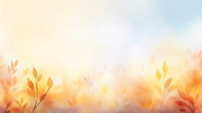 Autumn leaves watercolor background