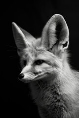 Obraz premium portrait studio photograph of fennec fox black and white